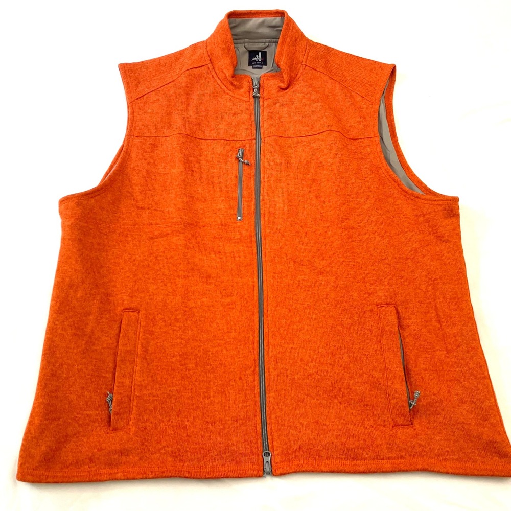 Johnnie-O Wes Zip Front Vest Fleece Vest Mens XXL‎ Orange Water Resistant